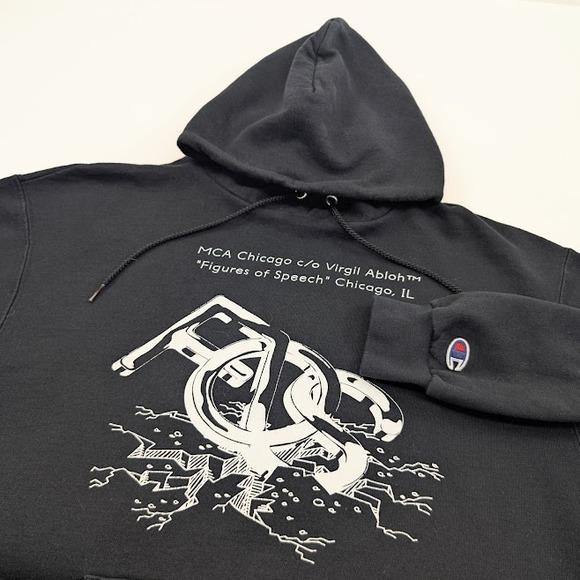 Off White Virgil Abloh Figures of Speech Champion Hoodie Mens Medium‎ Black